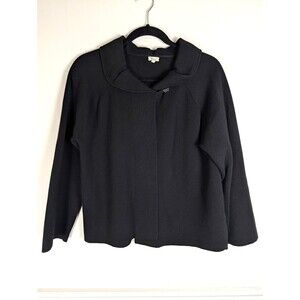 J Crew Women's Cardigan One Button  Long Sleeve Cotton Peter Pan Collar Black XL